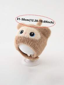 Cute Baby Hat, Thick Knitted Plush Earflap Beanie For Autumn/Winter, Unisex Baby Woolen Cap - Multicolor - View 5