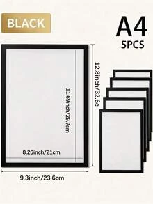 2/5pcs A4/A5/A6 Magnetic Sign Holders, Self-Adhesive Transparent Wall Display Frames, Reusable Document And Poster Holders, Suitable For Office, School, Store Organization - Multiple Specifications - View 20