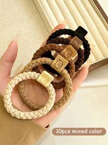 10 High-Elastic Adorable Bear Designs, Simple And Versatile Women's Hair Ties, Perfect For Daily Wear And Mother's Day Gifts - Multicolor - View 9