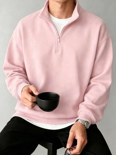 Autumn/Winter Hot New Men's Fashion Streetwear Minimalist Printed Zip-Up Pullover Pullover Sweatshirt