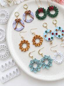 Christmas Wreath Polymer Clay Clay Cutters For Earrings, Festive Polymer Clay Earring Cutter Mold, Earring Making Supplies - White - View 4
