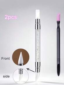 2Pcs Nail Art Silicone Carving Pen Set, Double Tip Silicone Design, For Nail Carving And Detail Trimming - Multicolor - View 7