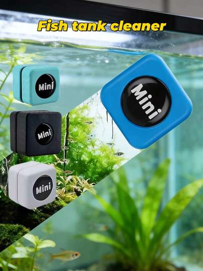 1 Conjunto Mini Escova Magnética de Limpeza de Vidro para Aquário, Raspador de Algas com Design Curvo, Ferramenta de Limpeza de Aquário em Resina ABS, Acessório de Aquário, Limpador de Vidro, Ferramenta de Lavagem, Mini Ferramenta de Limpeza, Ferramenta Essencial de Limpeza Doméstica, Cor Aleatória