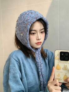 1PC Women's Wool Knitted Ear Warmer Headscarf, Autumn/Winter New Student Warm Versatile Hat, Red Scarf, Gift, Double-Sided Double-Color Winter Small Scarf, Premium Women's Scarf Windproof Durable - Multicolor - View 14