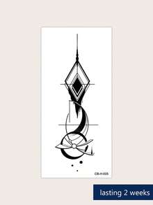 1pc Herbal Juice Semi-Permanent Magic Tattoo Sticker, Abstract Geometric Totem Pattern, Long-Lasting 14 Days, Non-Fading, Non-Reflective, Temporary Tattoo Sticker For Arm, Back, Leg, Body - Blue - View 9