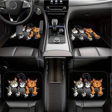 1pc Printed Car Trunk Mat, 3 Funny Cat Pattern, Crystal Velvet Material, Durable And Easy To Clean | Car Trunk Anti-Slip Mat, Suitable For SUV, Truck And Sedan Outdoor Picnic Mat, Vehicle Luggage Mat | Vibrant Luggage Mat | - Three Cats - View 8