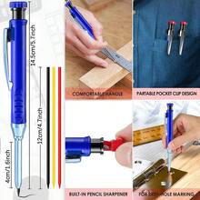 2.8mm Woodworking Pencil Set, Mechanical Deep Hole Marking Pencil With Built-In Sharpener, Long Nose Carpenter Pencil, Gift Tool For Carpenters, Builders, Woodworkers, DIY Enthusiasts And Handymen - A - View 4