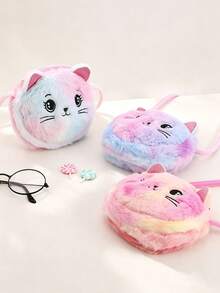 1pc Kids Cat Pattern Sequin Earring Faux Fur Large Capacity Cute Plush Crossbody Bag, Suitable For Daily, Party, Holiday - Multicolor - View 7