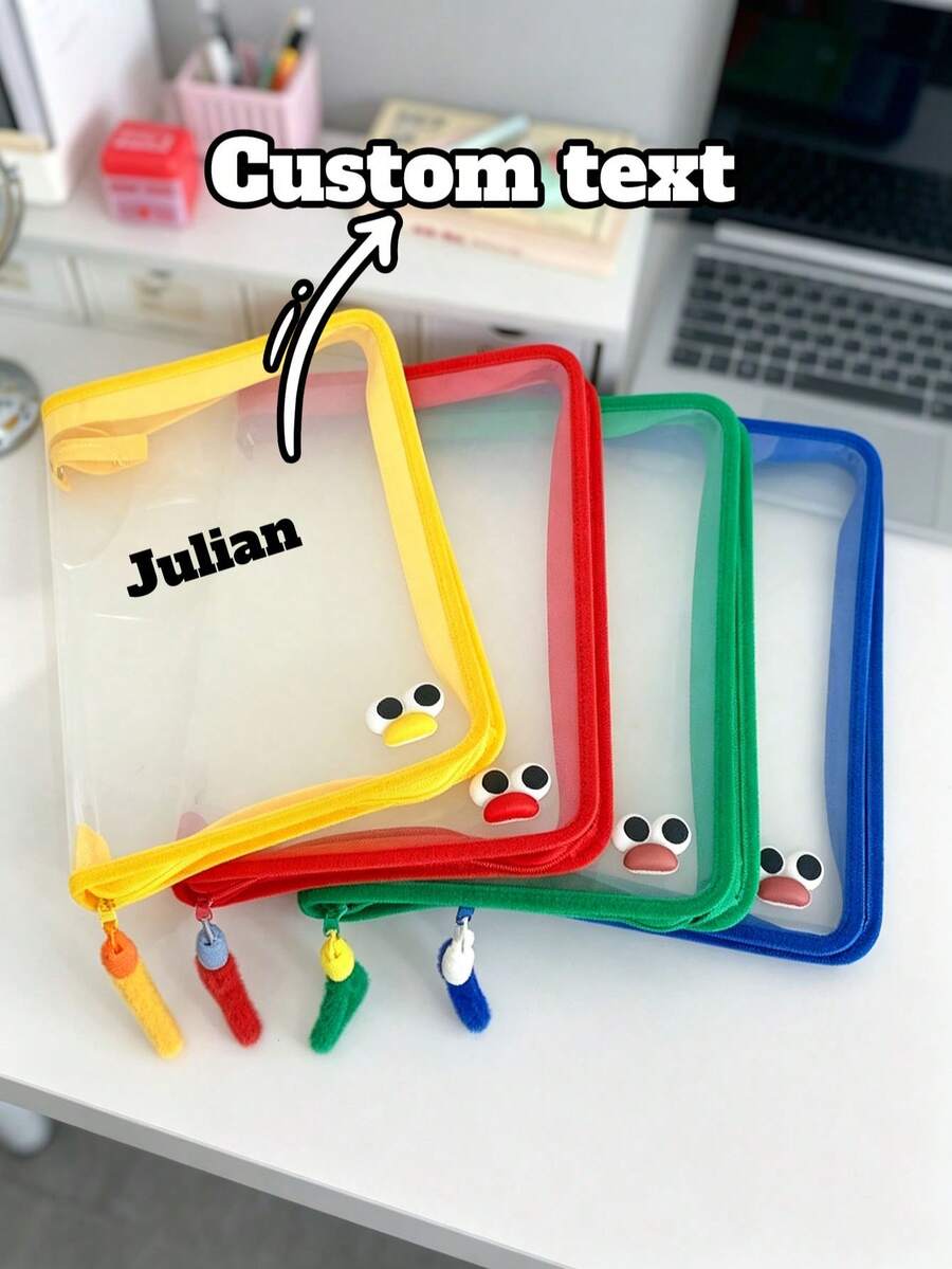 1pc Customizable Text Information File Bag, Large Capacity Waterproof Document Bag, Business Style Storage Bag, Portable Invoice Organizer, School And Office Document Storage Bag, Best Gift For Back To School Season, Office Storage Bag, Best Gift For Friends And Besties - Multicolor - View 1