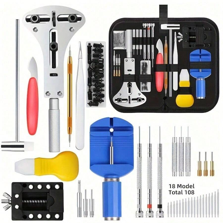 Kit de reparación de relojes de 147 piezas con destornillador, abridor de caja y barra de resorte - Perfecto para ajuste de correa de reloj y reemplazo de batería - Regalo ideal para entusia - Talla única - Ver 1