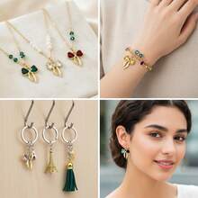 Random 5/10pcs Golden Bow Charms With Heart Rhinestone, Multi Color Crystal Bow Pendant For DIY Earrings Bracelets Necklaces Jewelry Making Accessorie - Multicolor - View 4