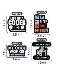 1pc Geek Coding Slogan Brooch, Humorous Coder Enamel Pin, Aesthetic Clothing Bag Accessory For Tech Fans - Multicolor - View 3