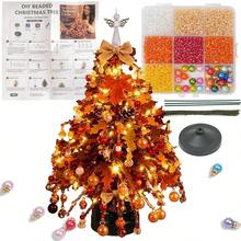 Autumn Beaded Tree Craft Kit - DIY Desktop Maple Tree Metal Wire Handmade Set, With Instructions/Acrylic Maple Leaves/Angel Tree Topper/LED Lights, For Adult Thanksgiving Crafts And Fireplace Mantel Decor - Brown Autumn Style - View 2