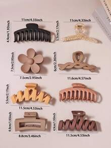 10/5/1pc Random Color Multi-Style Geometric Large Hair Claw Clips, Fashionable Elegant Daily Casual Half-Up Hair Clips Hair Accessories For Women - Multicolor - View 3
