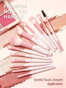 16 Pcs Professional Makeup Brush Set, Foundation Brush, Blush Brush, Eyeshadow Brush, Eyebrow Brush, Contour Brush, Powder Brush, Complete Makeup Tools Kit, Travel Essential Pink - Pink - View 5