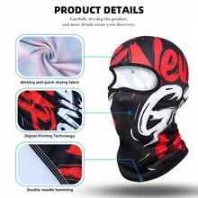 Fabulous Be Xtreme 1pc Red & Black Abstract Graffiti Balaclava Face Mask, Cool 3D Vortex Print Full Face Cover, UV Protection, Mesh Holes, Elastic Tactical Ski Mask For Motorcycle Riding, Music Festival, Party, Gathering, Fishing, Men, Durable Windproof Riding Headgear - Multicolor - View 7