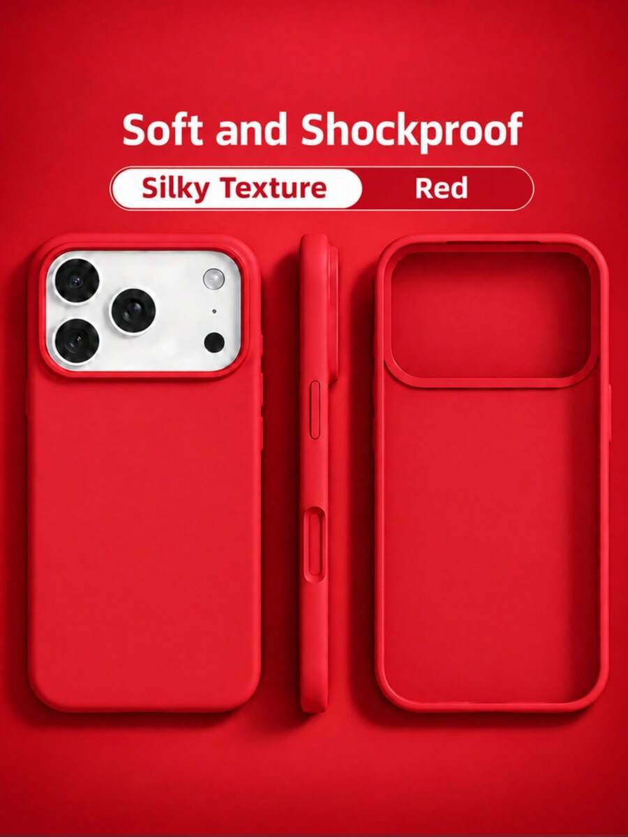 VRNOEI New Luxury Anti-Drop Soft Red Phone Case, Compatible With IPhone 17 16 15 Pro 14 Plus 13 12 11 17 18 Pro Max Air, Shockproof Protective Cover, Fashion Design, High-Quality Shock-Absorbing Material - Red - View 1