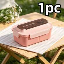 1pc Lunch Box - With Cutlery, Bento Box With Spoon And Fork, Microwave Lunch Box, Insulated Bento Lunch Bag - Multicolor - View 10