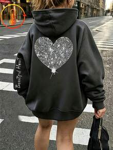 Tween Girl Fun Graphic Print Pullover Sweatshirt, Warm And Comfortable Thermal-Lined Pullover Sweatshirt For Autumn/Winter - Dark Grey - View 1