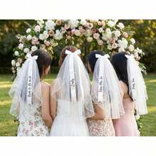Personalised Silk Wedding Ribbon, Wedding Chiffon Ribbon Name Tag, Ribbon Placecard For Wedding, Bridal Shower Personalised Bow Bridesmaid Gift Patchwork Batting, Cotton Interlining, DIY Crafts Fabric, Sewing Accessories, Quilting Material, Adhesive - Multi-color - Veil - View 4