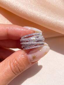 1pc Vintage Line Wrapped Ring, Unisex Style, Suitable For Daily Wear And Party Accessory, High-Quality Jewelry Gift - Cross - View 4
