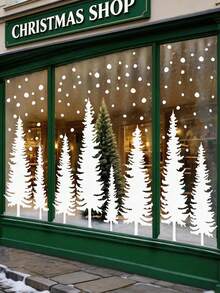 4pcs Christmas Window Stickers, Removable PVC Christmas Tree Decals, Snow Scene Christmas Forest Tree Double-Sided Reusable Winter Window Stickers, Suitable For Holiday Christmas Party Home Window Glass Decoration - Multi-color - View 12