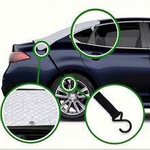 Magnetic Car Rear Window Sunshade, Anti-Theft Anti-Wind Flap Design, Upgraded Version With Hooks And Straps, Heat-Insulating UV-Blocking Rear Windshield Sunshade, Foldable Car Sunshade With Zipper Storage Bag, Universal For Sedans And SUVs - Z - View 8