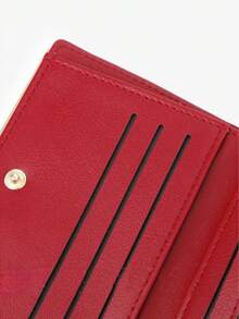 New Women's Short Zipper Bifold Wallet Gift Box, Large Capacity Premium Card Holder Coin Purse For Girlfriend - Red - View 6