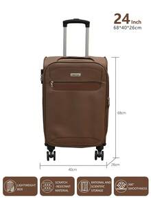 20/24/28 Suitcase, Hardshell/Softshell, Impact-Resistant, Expandable Section For Extra Capacity, Trolley Case, Storage Case, Carry-On, Checked Luggage - Light Brown - View 7