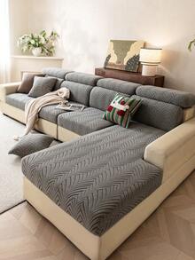 1pc Solid Color Fleece Material Elastic Sofa Cover, Pet-Friendly Anti-Dirt Anti-Scratch All-Season Use, Machine Washable Non-Fading, Suitable For 2-4 Seater L-Shaped Sofa Backrest Cover - Dark Grey - View 6