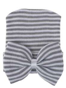 YIYIQCSJ 1pc Baby Newborn Hat Set Striped Pattern Bowknot Decor Cute Brimless Soft Hat Suitable For Baby Girls Boys 0-3 Months - Multicolor - View 17