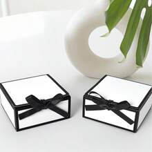 10/5/1 Set Minimalist Black & White Plaid Ins Style Black Bow Gift Box, High-End Foldable Square Surprise Gift Box With Ribbon Design, Jewelry Box, Suitable For Birthday Party, Daily Use And Holiday Party - Multicolor - View 3