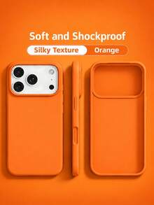 VRNOEI 新款奢華防震軟質橘色手機殼，適用於 iPhone 17 16 15 Pro 14 Plus 13 12 11 17 18 Pro Max Air，保護套，時尚設計，高品質吸震材質 - 橘色 - 查看 1