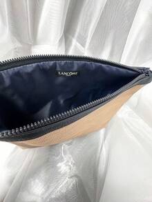 Portable Champagne Gold Travel Makeup Bag With 3 Embossed Logo, Toiletry Storage Cosmetic Bag For Personal Use Or Gift - Lancôme Makeup Bag - Champagne - View 6