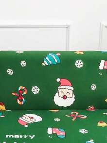 Holiday Christmas Couch Cover With Santa Claus Print, Stretch Sofa Slipcover With Christmas Tree Pattern, Decorative Furniture Protector For Living Room Bedroom Home Decor - Green - Christmas Snowflake - View 3