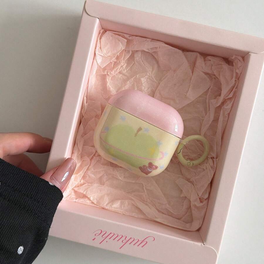 Pink Cover Green Apple Star Bear With Hanging Ring Earphone Case Compatible With Apple 5/ 4 Cute Earphone Cover Apple 2nd Gen 3rd Gen New Protective Case Pendant Pro 3 Korean Style Earphone Case Pro 2 Girls Earphone Case Protective Cover
