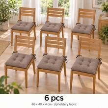 40 X 40 X 4 Cm Chair Seat Cushions, Square Polyester Chair Pads, 1, 2, 4 Or 6 Piece Packs, 8 Solid Colours - Brown - View 7