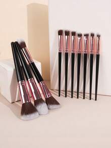 SEPROFE Professional 10 Pcs Makeup Brush Set, Face Makeup Tools, Including Powder Brush Blush Brush Eyeshadow Brush And Concealer Brush, Versatile Brushes For Daily Face And Eye Makeup Application, Essential Beauty Tools - Black - View 2