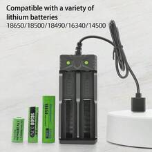 Dual Slot USB Charger, Can Simultaneously Charge 3.7V Rechargeable Lithium Batteries (18650 Model), Suitable For 18500/18490/16340/14500 Model Batteries. - Onesize - View 3