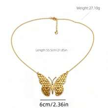 1/3pcs Middle East Hot-Selling Fashion Niche Vintage Design Honeycomb Necklace (Large, Medium, Small, Any Size To Choose From) Butterfly Electroplated 18K Gold, Suitable For Women's Daily Wear - Gold - View 8