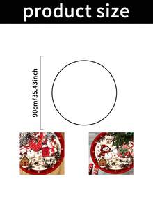 1pc Red Christmas Tree Skirt With Snowman And Bear Pattern, Classic Red Trim Snowflake Design, Round Base, Suitable For Standard Size Christmas Tree; Ideal For Winter Party And Home Holiday Decoration, Perfect Christmas Tree Accessory - Multicolor - View 3