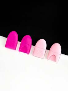 10pcs Rose Red & Pink Silicone Nail Removal Finger Protectors, Soft Elastic Trim, Non-Constricting, Reusable, For Nail Salon And Home Use, Gel Polish & Extension Nail Removal - Multicolor - View 4