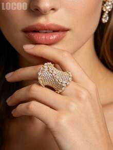1pc Romantic Cubic Zirconia Ring For Women, Wedding Engagement Party Jewelry, Valentine's Day Gift - 1# - View 8
