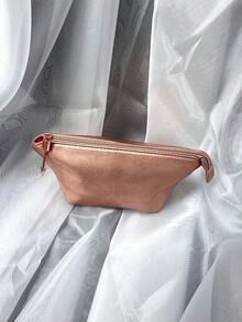 Portable Champagne Gold Travel Makeup Bag, Embossed Logo Toiletry Storage Bag, Personal Use Or Gift - Lancôme Makeup Bag - Champagne - View 3