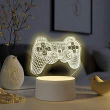 Lampu Malam Akrilik Motif Kontroler Game, Lampu Hias Meja Bertenaga USB dengan Cahaya Hangat, Ukiran Garis Kisi Halus, Lampu Samping Tempat Tidur dengan Suasana Gaming yang Keren, Gaya Tema Gaming, Cocok untuk Penggemar Game, Hadiah Ulang Tahun dan Liburan yang Kreatif - cahaya putih hangat - View 6