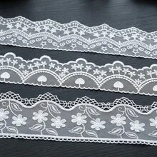 1/3 Yards Vintage Floral Embroidered Lace Trim, Scalloped Edge Lace Ribbon With Star, Heart & Flower Patterns, Decorative Mesh Lace For DIY Sewing, Clothing, Dresses, Skirts, Cuffs, Collars, Wedding Decor, Craft Projects & Home Decoration - Multicolor - View 7