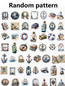 10pcs Vintage Nautical Ocean Stickers, Retro Sailboat Lighthouse Anchor Compass Patterns, Scrapbook Planner Journal Decoration, Travel Diary DIY Crafts, Gift Wrapping Accessories - Multicolor - View 8