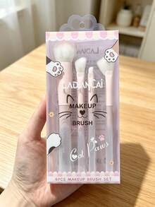 4/1pc Macaron Gradient Handle Cat Paw Shaped Makeup Brush, Soft Synthetic Bristles, Suitable For Loose Powder, Blush, Eyeshadow And Contour, Perfect For Daily Makeup, Travel And Vacation, Travel Essential Makeup Brush - Pink - View 13