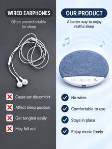 Pillow Sleep Speaker, Portable Sleep Companion Sound System, Stereo Bass Speaker, USB Rechargeable, Auto-Off Design, Suitable For Bedroom Relaxation - one-size - View 5