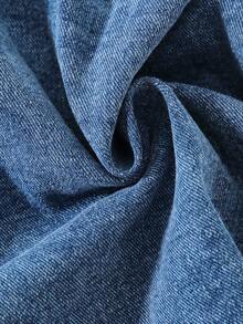 Girls' Mid-Length Thermal-Lined Denim Jacket With Lambswool Collar And Cuffs, Thickened Autumn/Winter Coat - Blue - View 5